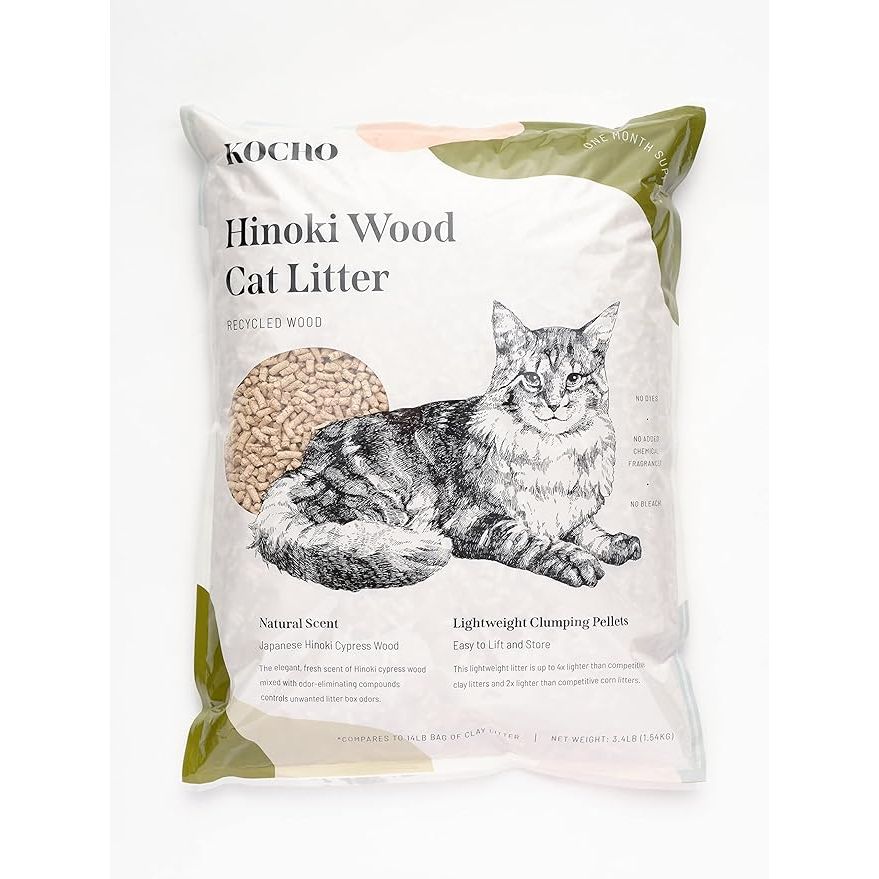 Hinoki Wood Cat Litter Recycled is an ultra lightweight, eco-friendly cat litter made from recycled Hinoki wood. Hinoki wood, also known as Japanese Cypress, is a highly prized material known for its fresh and natural scent.