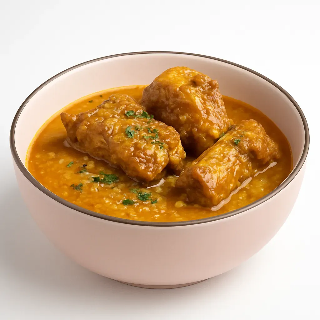 A traditional Brazilian dish featuring tender pork ribs and crushed corn in a savory sauce, perfect for warming up evenings with authentic flavors from Minas Gerais.