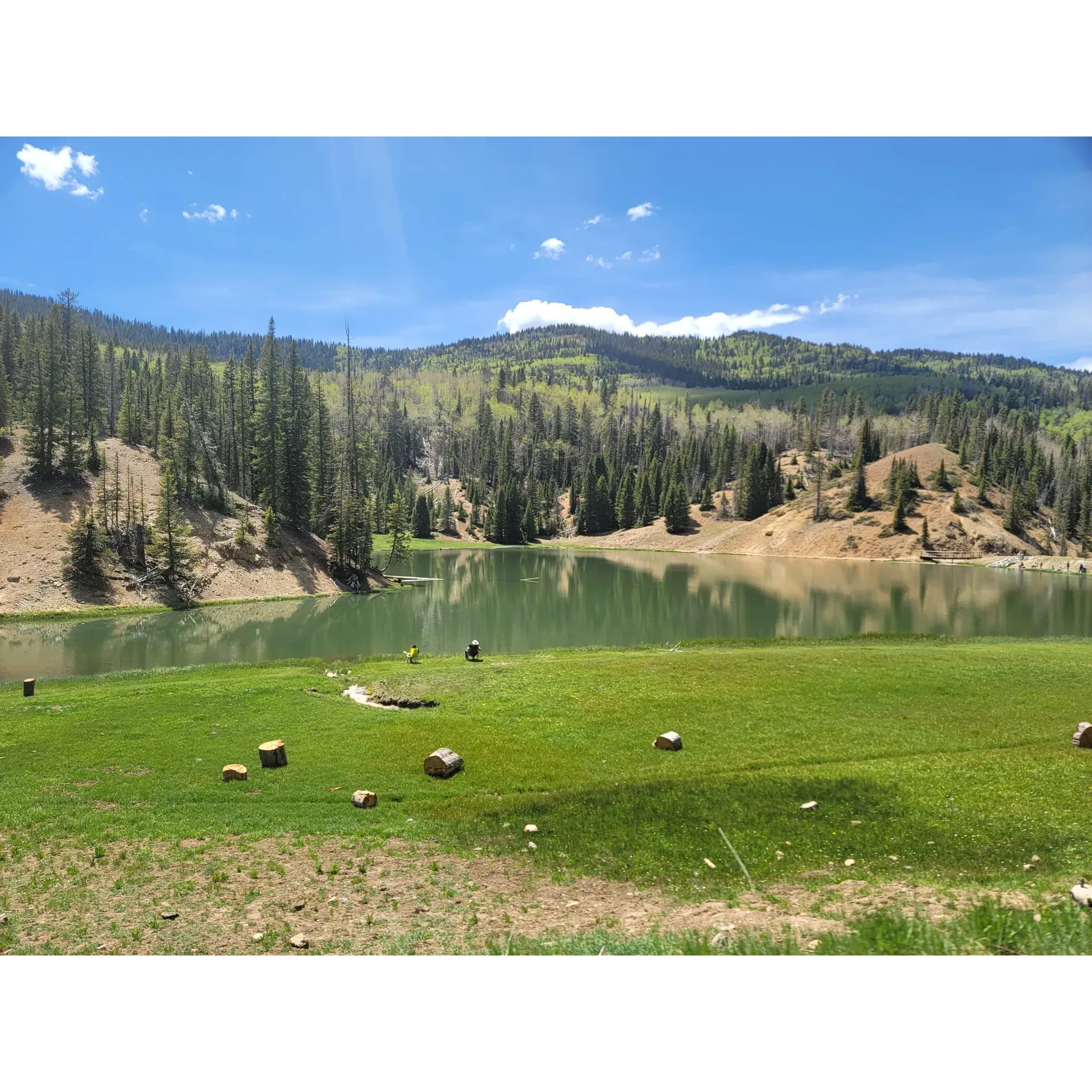 Anderson Meadow Campground offers an awe-inspiring retreat in the midst of a breathtaking landscape. Embraced by a vivid tapestry of wildflowers and a canvas of starry nights, visitors can immerse themselves in the natural beauty that abounds. The cool climate provides a refreshing escape with balmy high temperatures around 81 degrees, dipping into the snug 40s at night, creating a perfect setting for gathering around the campfire.

Serene mornings at the campground are an invitation to witness the majestic dance of fish leaping in the tranquil lake, bordered by the dramatic backdrop of pine-draped cliffs. This idyllic scene is made more enchanting with local wildlife, including elks and deer, gracefully traversing the mountain roads. Anglers, kayakers, and those seeking solace on the water will find themselves at home on the beautiful small lake, where the fish are plenty and the sense of peace is abundant.

Hiking enthusiasts and nature lovers will enjoy the surrounding green meadows and the numerous trails that meander through the landscapes, offering a day well-spent in the great outdoors. Those venturing into the campground will find solace in the remote location, far from the distractions of cell service, where one can truly disconnect and be present in the moment.

Access to this secluded paradise is an adventure in itself, with a washboard dirt road winding up the mountain for thirty minutes and offering a thrilling ride with steep, sharp curves, promising an exhilarating approach to your haven in the wild.

Anderson Meadow Campground delivers an intimate connection with nature, providing the perfect backdrop for creating lasting memories amidst the splendor of the great outdoors. Whether spending the day fishing, kayaking, or simply basking in the pristine environment, visitors are afforded a truly picturesque setting for their camping adventures. Description by ChatGPT.