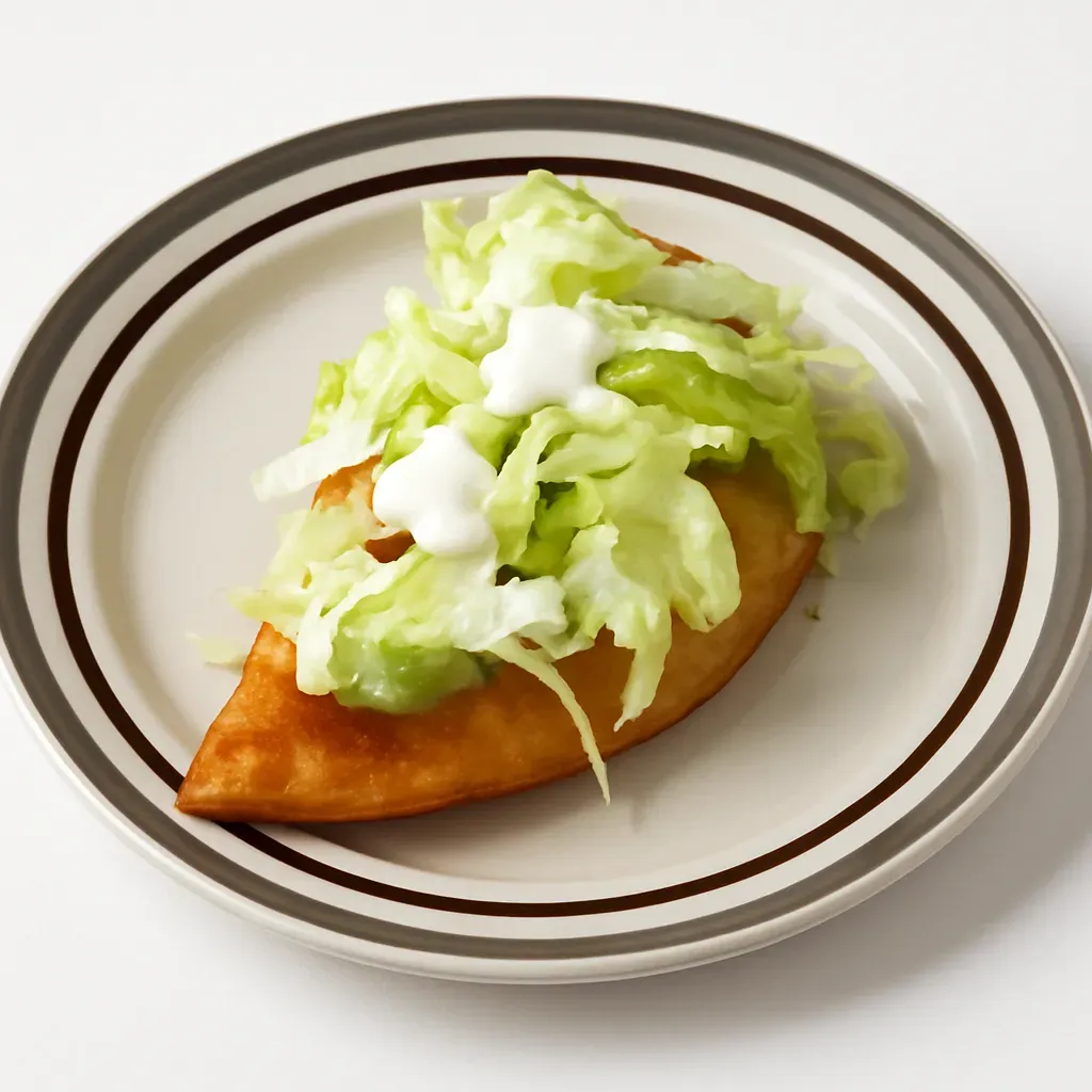 Delightful crescent-shaped Mexican snacks filled with a savory mixture of mashed potatoes and Oaxaca cheese, deep-fried to perfection, and topped with fresh salsa verde, shredded lettuce, and cream.