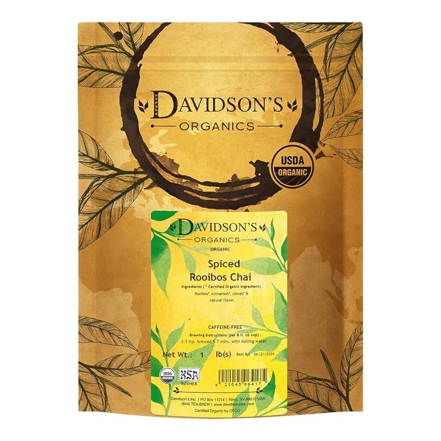 Davidson's Tea Bulk Organic Spiced Rooibos Chai is a blend of high-quality organic ingredients that come together to create a flavorful and aromatic tea experience. The 16-ounce bag offers a generous supply of tea that is perfect for enjoying on its own or sharing with friends and family.