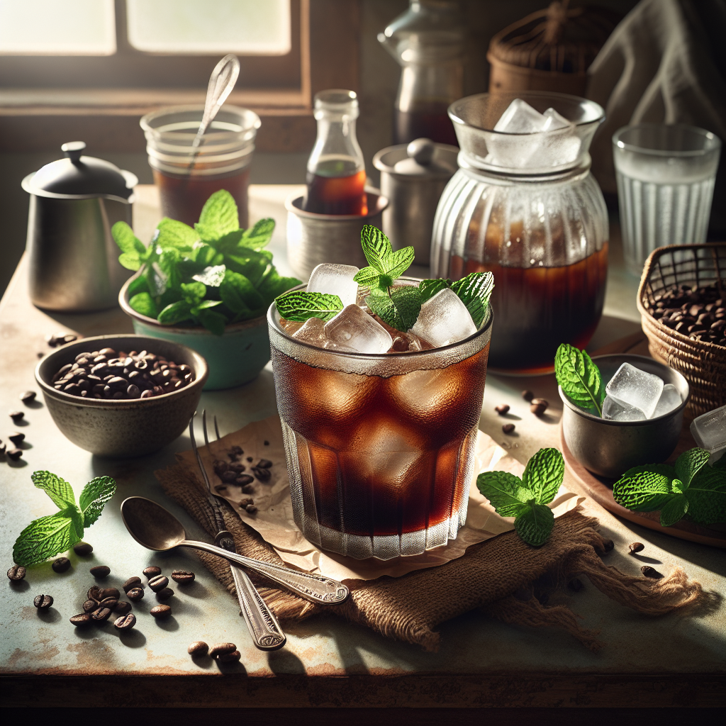 Mint Cold Brew is a refreshing twist on classic cold brew coffee. This cool beverage combines the robust flavors of cold brew coffee with the fresh zestiness of mint. The recipe starts with steeping coarsely ground coffee beans in cold water for an extended period, usually 12-24 hours, which ensures a smooth, less acidic coffee base.