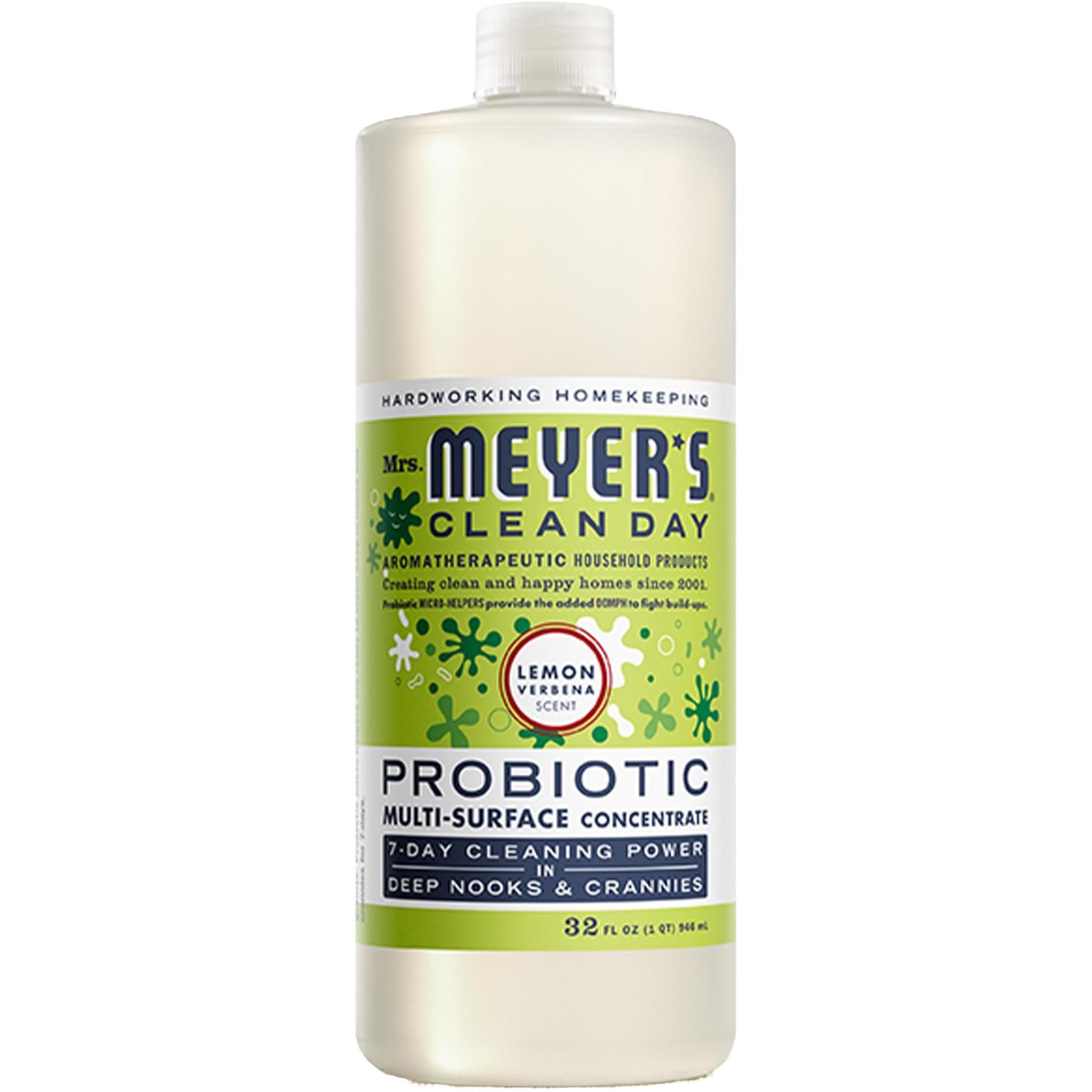 Mrs. Meyer's Clean Day Probiotic Multi-Surface Concentrate Cleaner in Lemon Verbena is a powerful and versatile cleaning solution that is designed to effectively clean a variety of surfaces. This cleaner is made with plant-derived ingredients and enriched with probiotics to help break down dirt and grime, leaving surfaces clean and fresh.