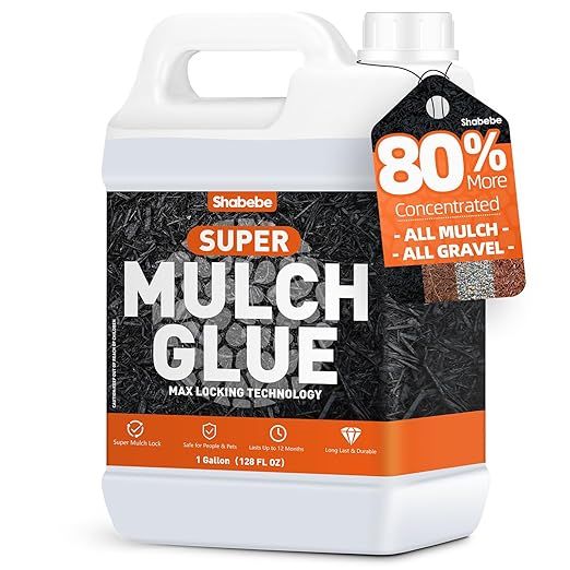 Mulch glue is a type of adhesive that is used in landscaping to secure mulch, gravel, rocks, and other materials in place. The 1 gallon mulch glue is a ready-to-use product that dries quickly and is non-toxic, making it safe for use in gardens and other outdoor spaces.