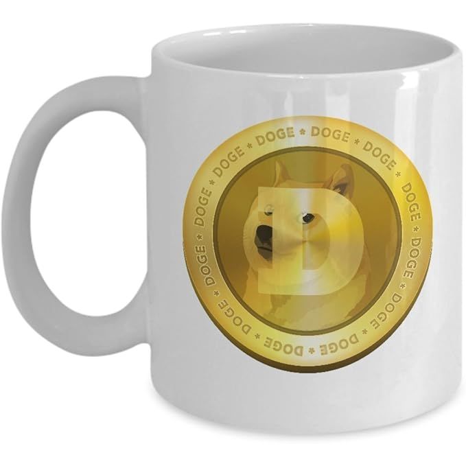 The Dogecoin Mug is a novelty acrylic coffee cup featuring the iconic Shiba Inu dog, which is the face of the popular cryptocurrency Dogecoin. This 11oz white coffee holder is a fun way for Dogecoin enthusiasts to show their support for the digital currency while enjoying their favorite beverage.