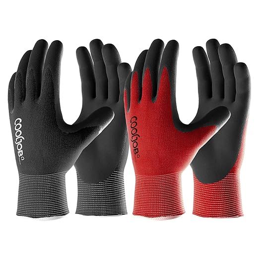 The COOLJOB Gardening Gloves for Men come in a pack of 6 pairs, making them a convenient option for outdoor work such as weeding, landscaping, and yard maintenance. These gloves are designed with a breathable rubber coating that provides protection and grip while allowing for airflow to prevent moisture build-up.