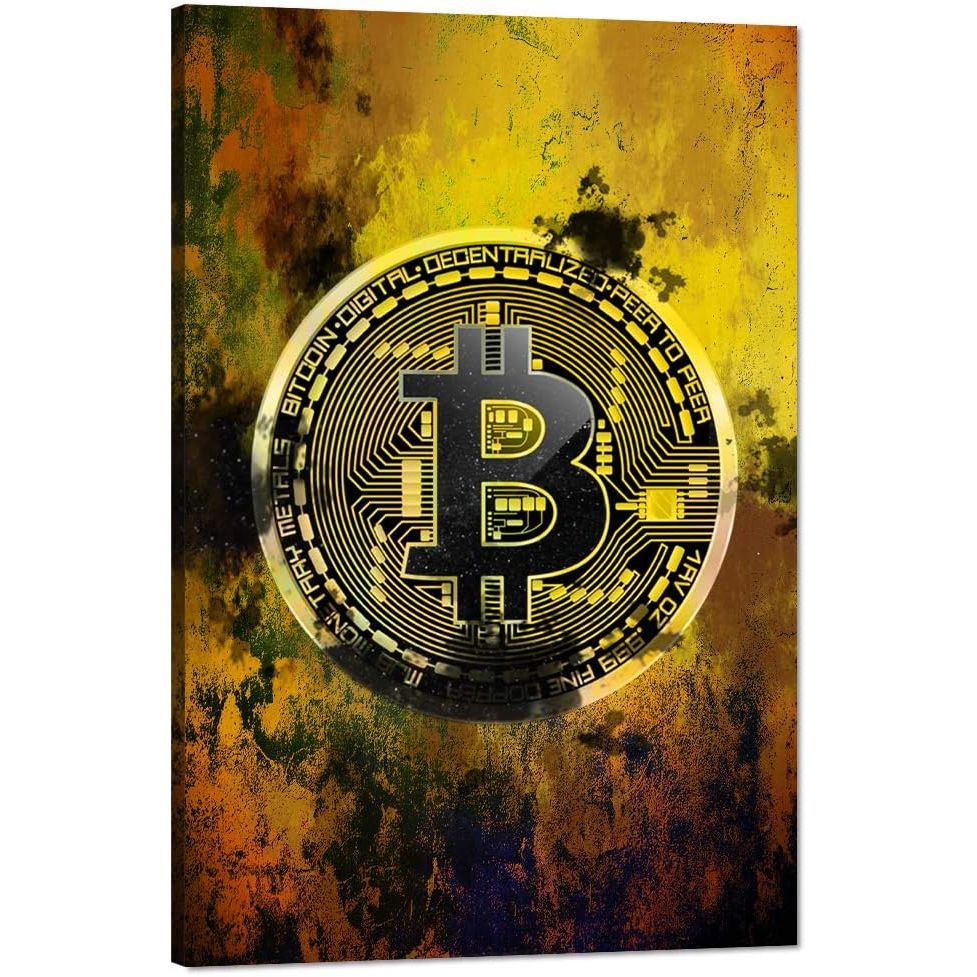 Enhance the elegance of your living space with this high definition Giclee canvas painting. Made with high-quality environmental protection ink, this artwork is waterproof and UV resistant, ensuring it remains beautiful and shiny for years to come. The vibrant colors and inspirational Bitcoin design make it a perfect addition to any home decor.