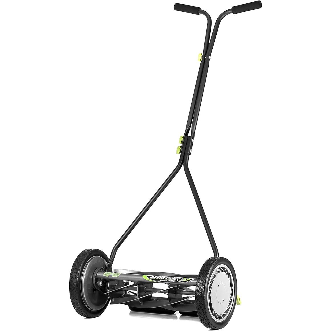 The Earthwise 1715-16EW 16-Inch 7-Blade Push Reel Lawn Mower in grey is a manual push mower designed for environmentally-conscious users. It features a 16-inch cutting width and 7-blade ball bearing reel made of durable alloy steel, providing a clean and precise cut for your lawn.