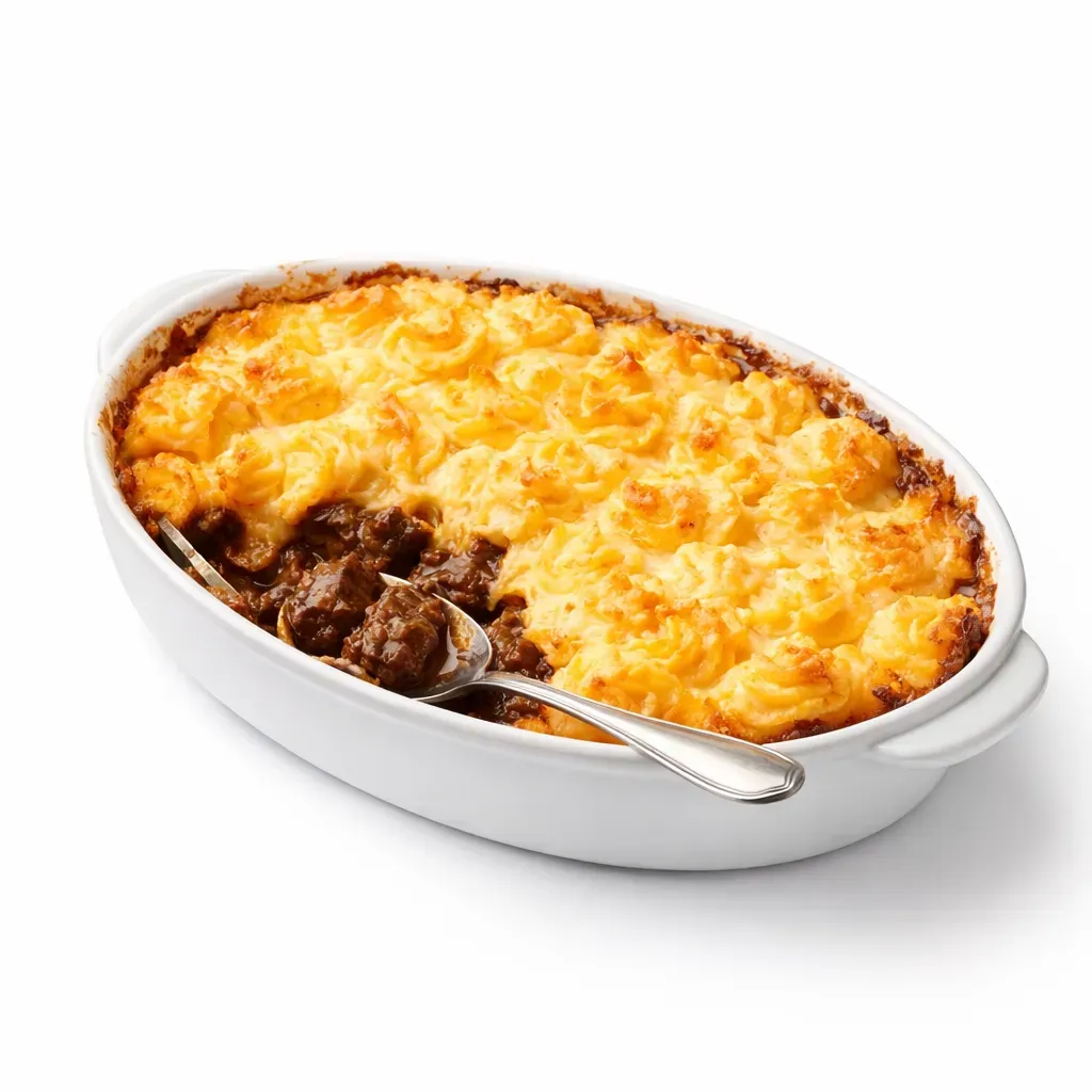 A comforting Dutch dish featuring tender beer-braised beef and creamy hutspot, perfect for cozy meals.