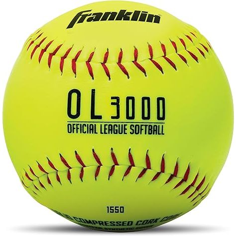 The Franklin Sports Official Game Softballs - OL3000 Fastpitch 12" Inch Yellow Softballs are designed for use in tournament games and practices. These softballs are official size and weight, measuring 12 inches in diameter and meeting the standard weight requirements for fastpitch softball games.