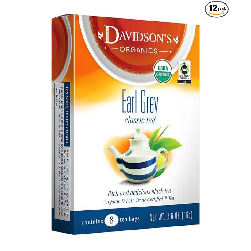 Davidson's Organics is a family-owned tea company that specializes in providing high-quality, organic teas. Their Earl Grey tea is a popular blend that combines black tea with bergamot oil for a fragrant and flavorful cup. Each box contains 8 individually wrapped tea bags, and this pack includes 12 boxes for a total of 96 tea bags.