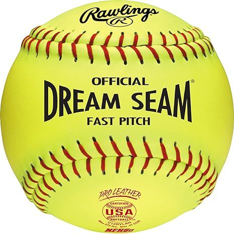 The Rawlings Official Dream Seam Fastpitch Softballs are designed specifically for fastpitch softball players, featuring a 12" circumference that meets USA, ASA, and NFHS specifications. The C12RYLAH model is crafted with a high-quality leather cover for durability and superior performance on the field.