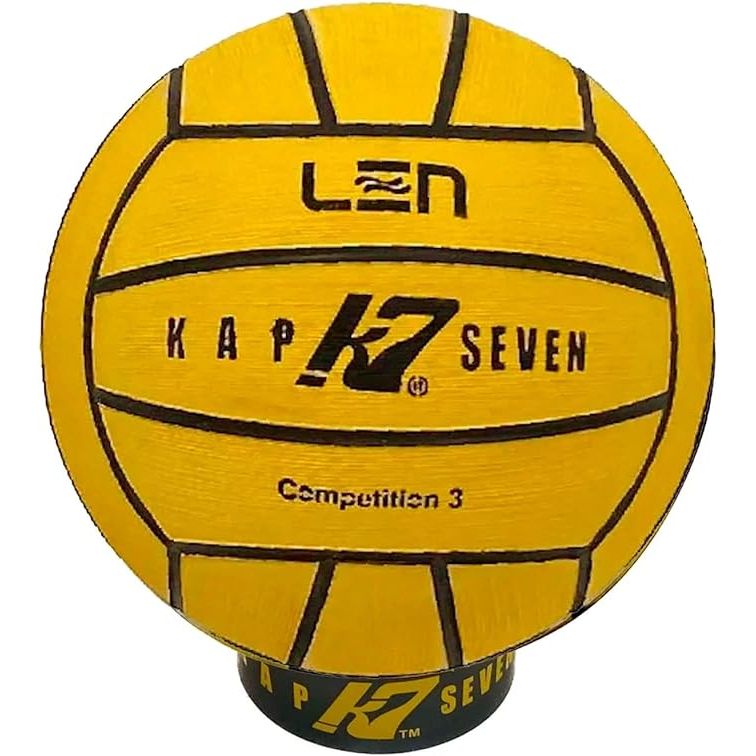 The KAP7 Size 3 COMP Water Polo Ball is a high-quality water polo ball designed for competitive play. It is a regulation size 3 ball, which is the standard size used in water polo games. The ball is bright yellow in color, making it easy to track and see during fast-paced gameplay.