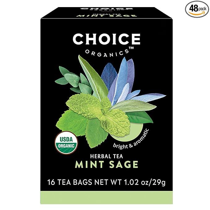 Choice Organics is a well-known organic tea brand that offers a wide variety of herbal teas. One of their popular products is the Organic Mint Sage Tea, which comes in a pack of three containing a total of 48 tea bags.