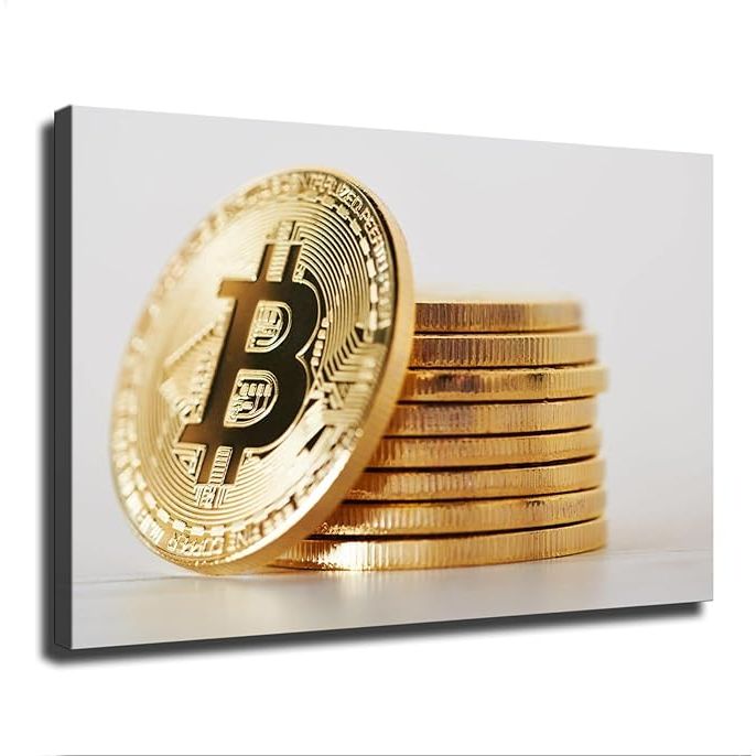 The Cwxkgl Bitcoin Poster Canvas Print is a modern and aesthetic wall art piece suitable for decorating living rooms, bedrooms, or any other living space in your home. This particular print features a depiction of Bitcoin, the popular cryptocurrency, which may appeal to fans of digital currency or those interested in contemporary artwork.