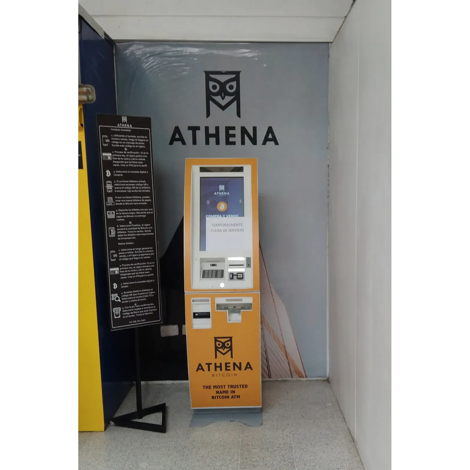 Athena Bitcoin ATM offers a cutting-edge solution for cryptocurrency enthusiasts and casual users alike, looking to engage with the digital currency market. With state-of-the-art technology, Athena Bitcoin ATMs provide an accessible on-ramp for purchasing your favorite digital assets, such as Bitcoin, which has become an undeniable trend in the financial world.

Customers who interact with Athena Bitcoin ATMs appreciate the forward-thinking approach of the company, recognizing the importance of joining the Bitcoin movement sooner rather than later to maximize potential benefits. The ATM's high recommendation comes from its user-friendly interface and the convenience it offers to users who prefer physical transaction points over online exchanges.

The service is designed to cater to the ever-growing demand for cryptocurrency transactions in a secure and efficient manner. Athena Bitcoin ATMs are appreciated for their contribution to the blockchain ecosystem, enabling quick and straightforward transactions for those looking to invest in Bitcoin without the complexities of traditional online methods. Description by ChatGPT.