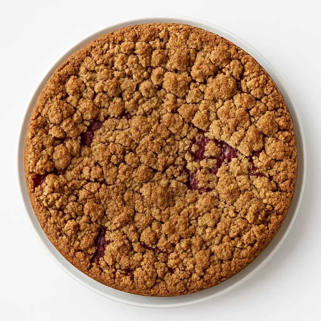 A traditional Icelandic dessert featuring a cardamom-infused oat crust and sweet-tart rhubarb compote filling, baked to golden perfection.