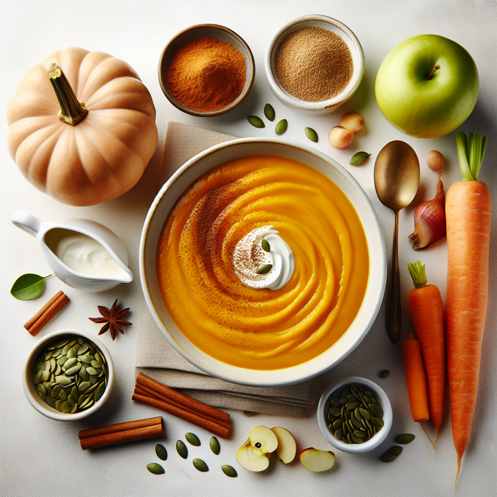 Butternut Squash Soup with Apple is a creamy, comforting soup that perfectly blends the sweetness of butternut squash with the tartness of green apple. The soup often starts with sautéing onions, carrots, and celery which form a flavorful base.