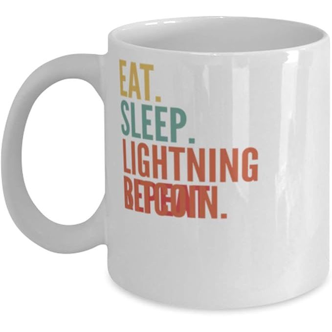 Lightning Bitcoin Crypto, Eat Sleep Lightning Bitcoin Repeat Mug 11oz, white image