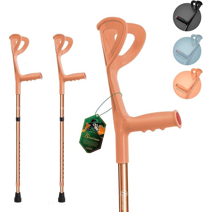 The BeneCane Forearm Canes are lightweight arm crutches designed to provide adjustable support and comfort for individuals with mobility issues. Made with an ergonomic design, these forearm canes are crafted to ease strain on the wrist and provide a secure grip for users.