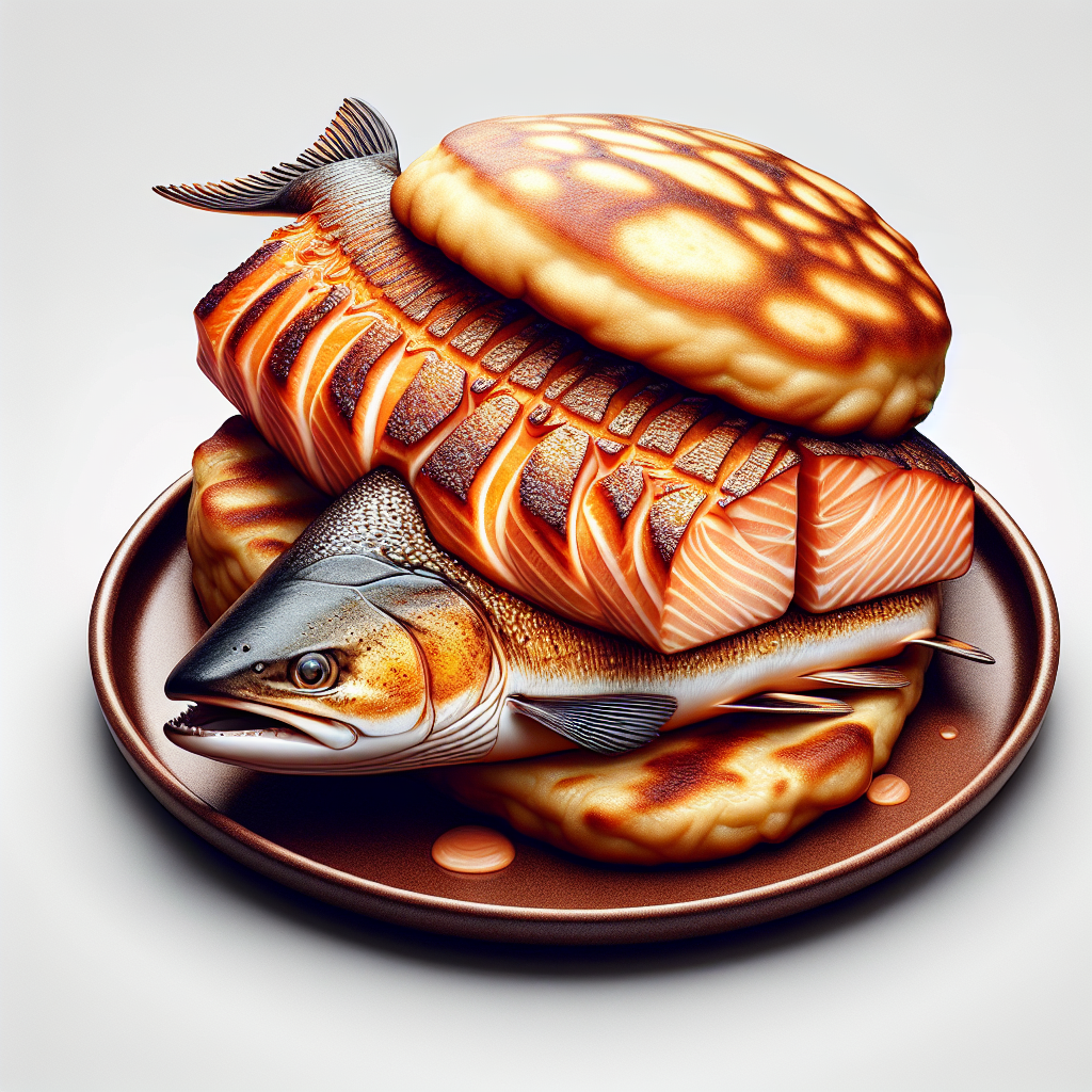 Salmon Bannock is a fusion of Indigenous cuisine featuring succulent grilled salmon served alongside traditional frybread, a type of flat dough bread, lightly fried until golden and pillowy.