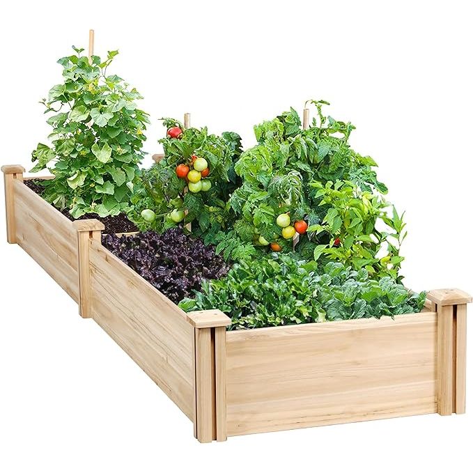 The Yaheetech 8x2ft Wooden Horticulture Raised Garden Bed is a sizable and versatile gardening solution suitable for backyard or patio use. With dimensions of 97 x 25 x 11 inches, this planter box offers ample space for planting flowers, vegetables, and herbs.