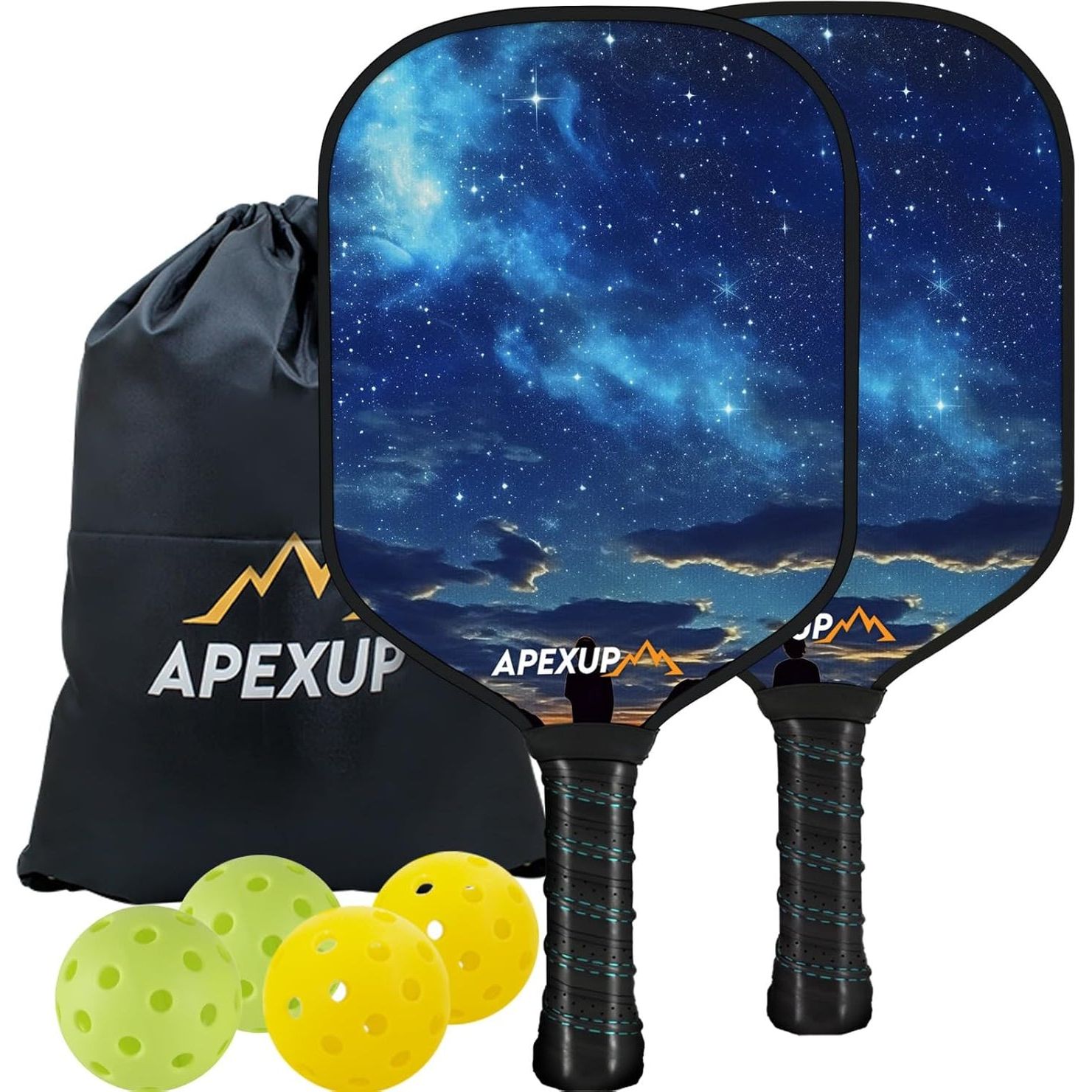 The pickleball paddle comprises 3 layers of high-quality fiberglass and composite honeycomb construction, making it lightweight and reducing stress on the wrist and shoulder. This design offers excellent flexibility for exceptional power and precise control. The pickleball paddle set measures 15.74" x 7.87" x 0.