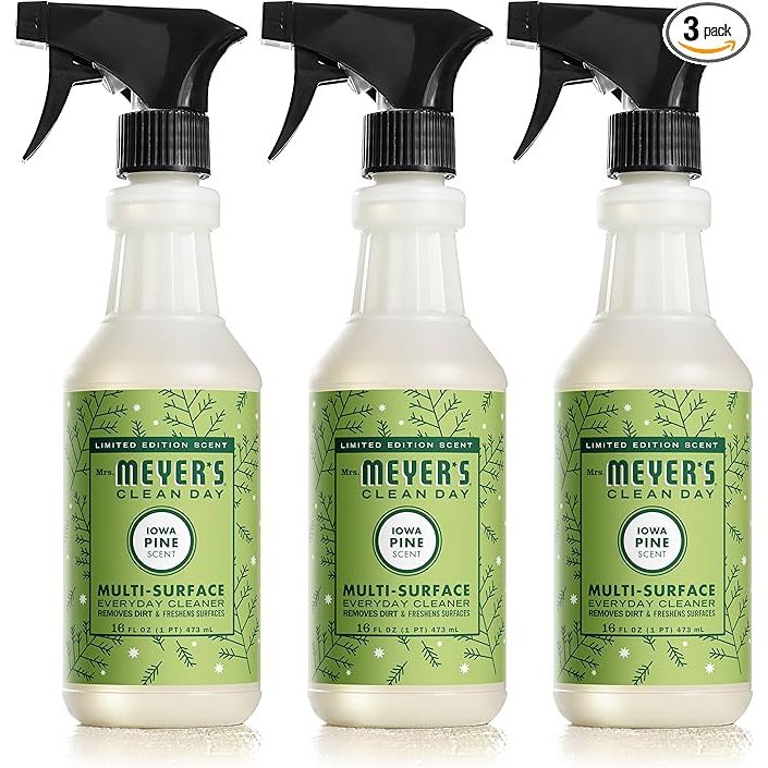 Mrs. Meyer's Multi-Surface Cleaner in Iowa Pine scent is a 16 oz bottle of powerful cleaning solution. Made with plant-derived ingredients, it is biodegradable and environmentally friendly. This versatile cleaner can be used on multiple surfaces, including countertops, floors, and appliances, leaving behind a refreshing pine scent.