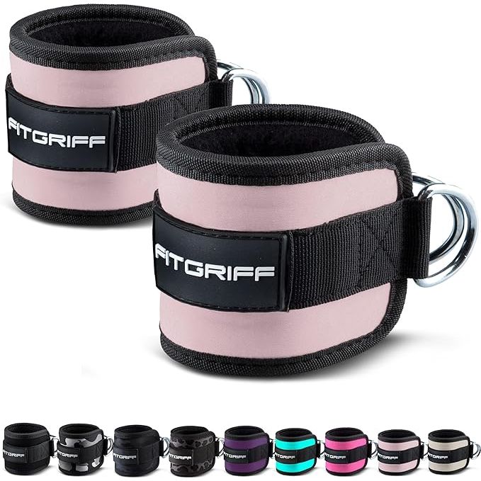 The Fitgriff Ankle Straps V1 are a set of two high-quality ankle straps designed for use with cable machines. These straps are specifically designed for leg and glute exercises, making them ideal for building strength and toning muscles in your lower body.