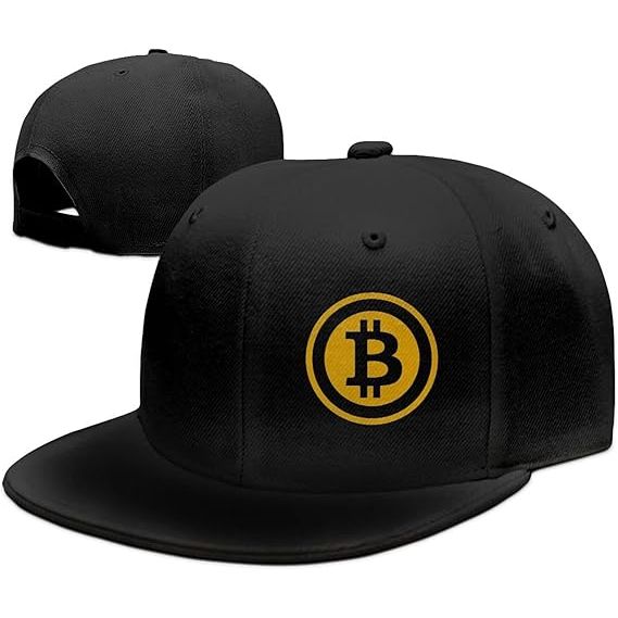 cozymoon Bitcoin Snapback Flat Baseball Cap Men's Adjustable Black Brim Trucker Dad Gift Husband Boyfriend Boyfriend image