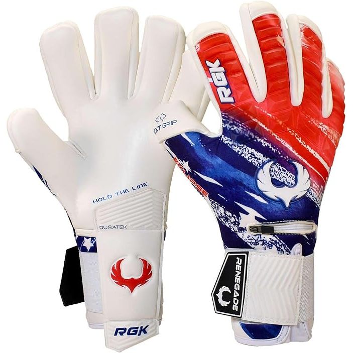 Renegade GK Eclipse Professional Soccer Goalie Gloves are designed for elite play and feature Pro-Tek Fingersaves for added protection. These gloves are equipped with 4+3MM EXT Contact Grip foam that provides excellent grip and ball control in all weather conditions.