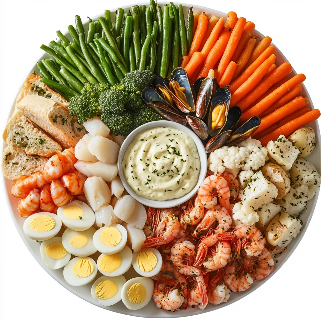 Le Grand Aïoli is a classic southern French dish, offering a vibrant selection of cooked and raw vegetables alongside hearty proteins, complemented by a robust garlicky aioli sauce. This versatile dish is suitable for casual dinners or as a substantial appetizer platter for gatherings.