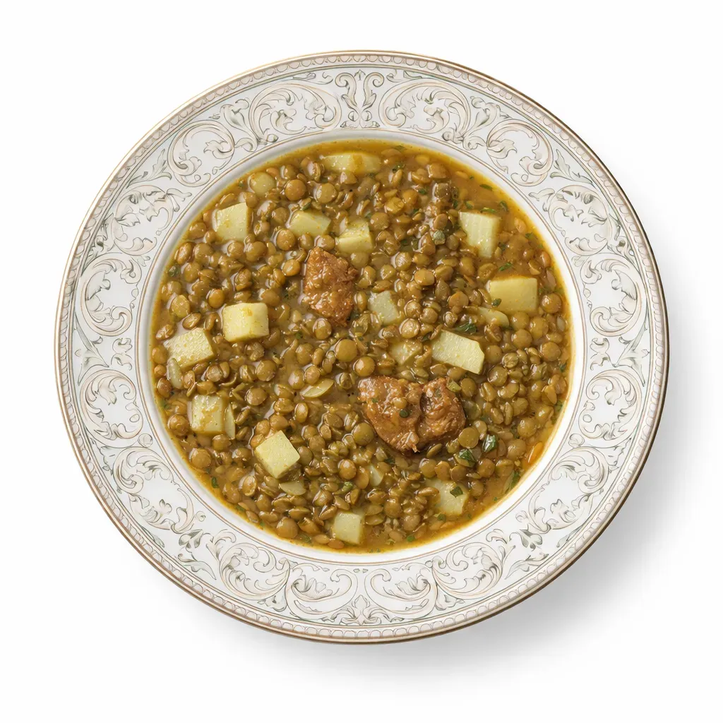A comforting traditional Colombian soup made with lentils and pork, enriched by vegetables and savory flavors, perfect for cozy meals.