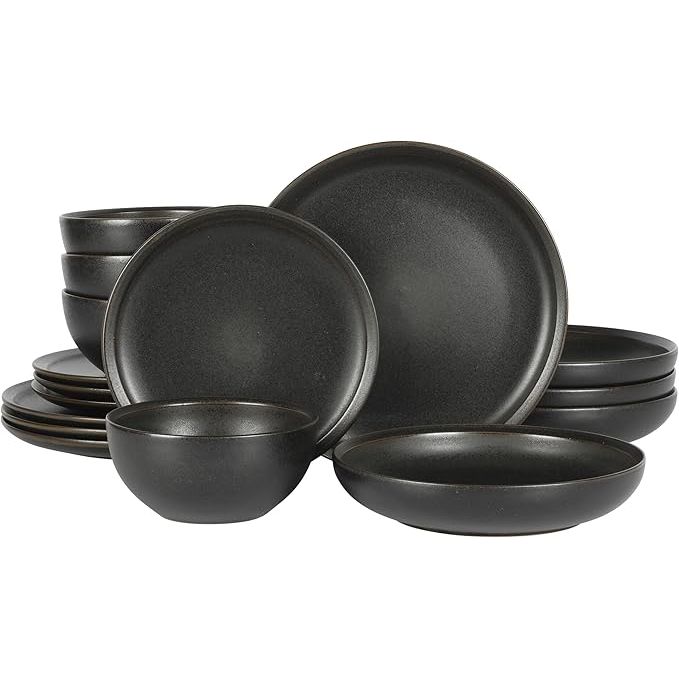 A COMPLETE SET INCLUDES: Four 10.3-inch dinner plates, four 8.3-inch dessert plates, four 8.75-inch dinner bowls, and four 22oz cereal bowlsWEAR-RESISTANT STONEWARE: Sturdy stoneware plates and bowls crafted to serve meals every day for any style, occasion, and budget.