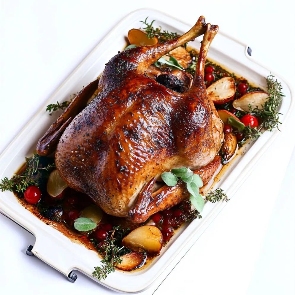 Weihnachtsgans, or Christmas Goose, is a traditional German festive dish served predominantly during the holiday season. This sumptuous recipe features a succulent roast goose that has been seasoned with a fragrant blend of marjoram, thyme, and juniper berries. The cavity of the goose is often stuffed with a hearty mixture of breadcrumbs, chestnuts, apples, and onions to infuse additional flavors as the bird roasts. The goose is carefully cooked until the skin crisps to a golden-brown and the meat becomes tender and juicy. Typically, the pan drippings are used to prepare a rich gravy that complements the earthy sweetness of the chestnut stuffing. Weihnachtsgans is a quintessential centerpiece for a Christmas feast that pays homage to German culinary traditions.