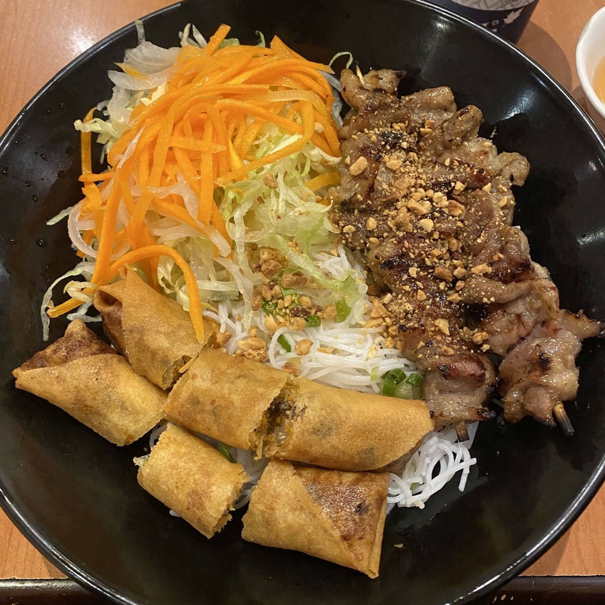 1 BBQ Chicken or Pork w/Spring Rolls on Vermicelli
