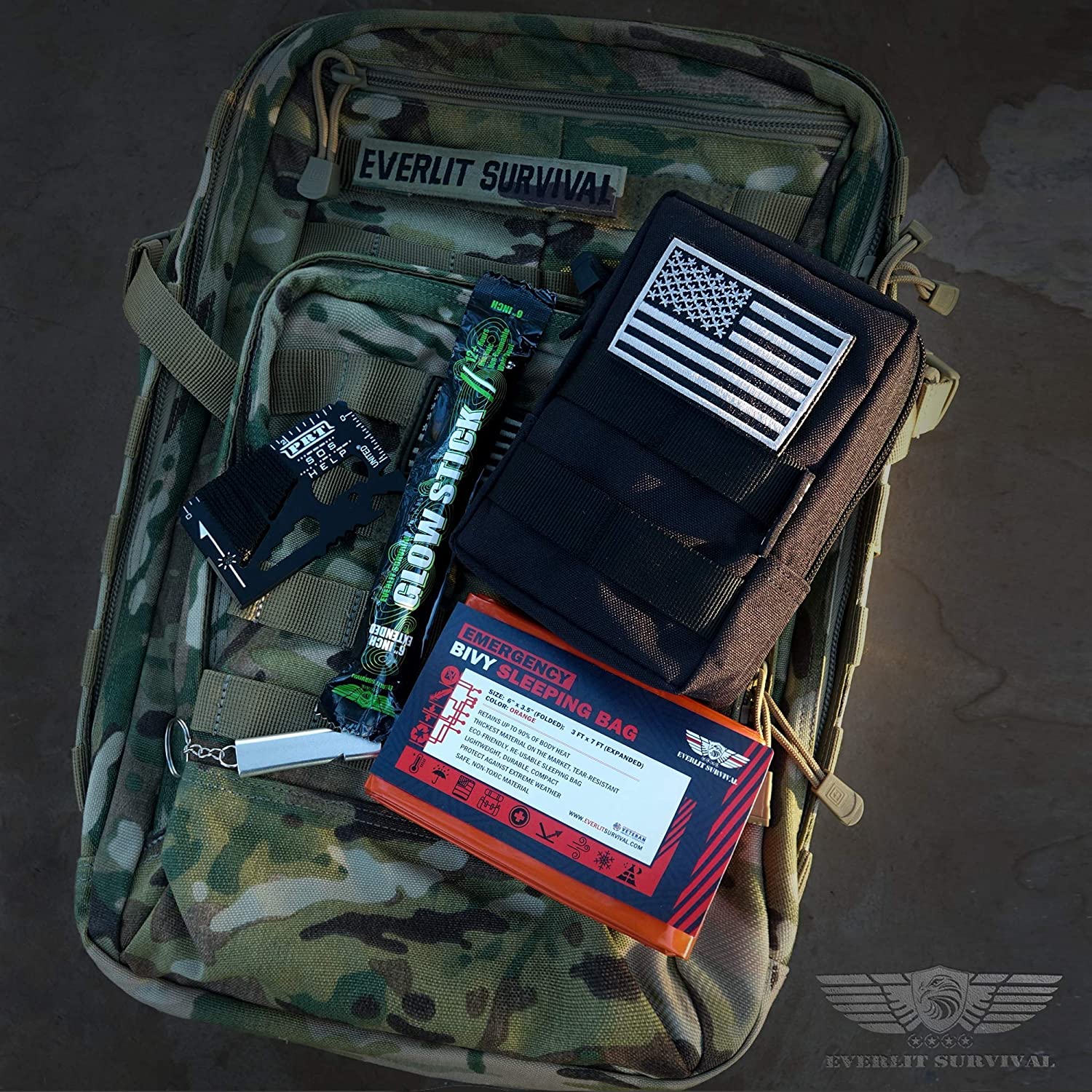 Bivy Sack Emergency Blanket Sleeping Bag- Compact and lightweight aluminized sided sleeping bag, can be served as thermal blankets, survival shelter, emergency bivy sac, field tested by Ex-U.S. Army Sergeant. Made of durable insulating mylar material designed by NASA for space exploration and it retains up to 90% of your body heat. Perfect for first aid kit, bug out bags, go-bags, and home/auto emergency kits.