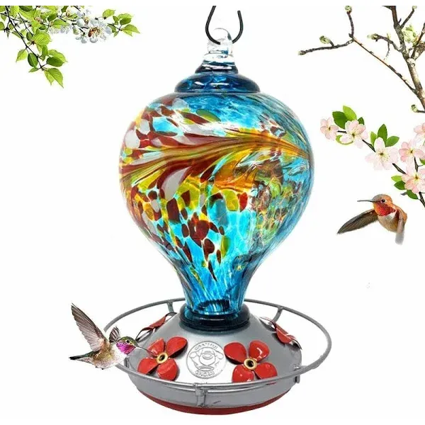 The Blue Egg Hummingbird feeder is one of Grateful Gnome brand's most popular and most decorative within our line of Hummingbird Feeders. Handmade Blown Glass: All of Grateful Gnome glassware is handmade. This means that each product is individually air blown and hand-finished by skilled artisans.