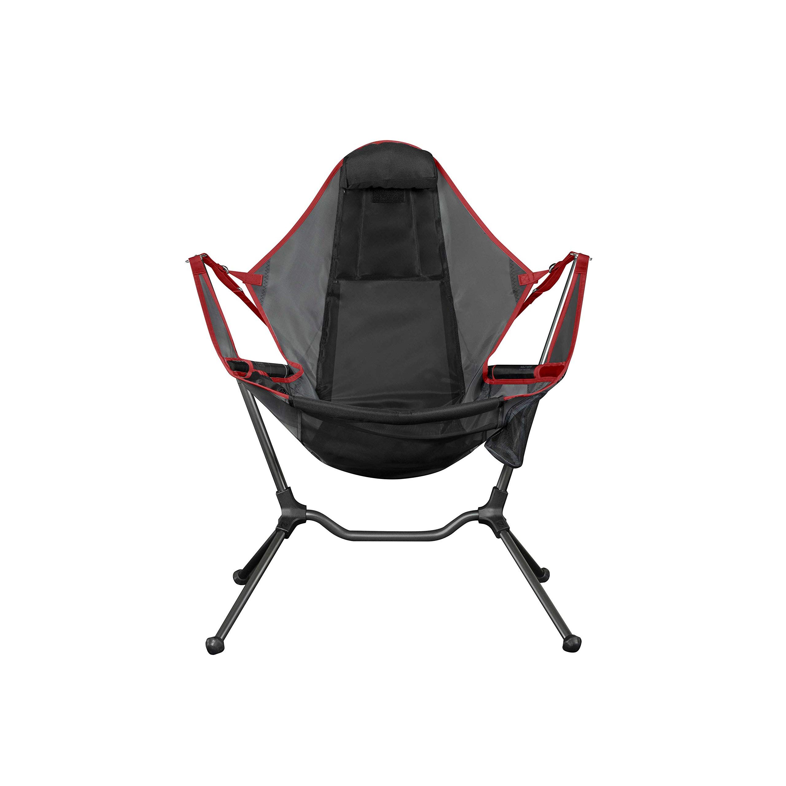 This first-ever swinging and reclining camp chair takes relaxation to a new level. The swinging offers an exciting new sitting experience, with a relaxing motion that is designed for comfort.