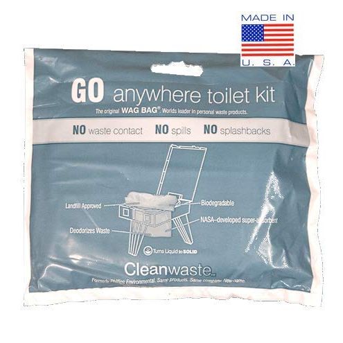 12 Pack - GO Anywhere Lightweight Portable Toilet Kit REFILLS for Camping, Hiking, and Backpacking with Three Toilet Waste Kits (Waste Bag with Poo Powder, Zip-Close Storage Bag, Toilet Paper and Lemon Scented Moist Towelette).