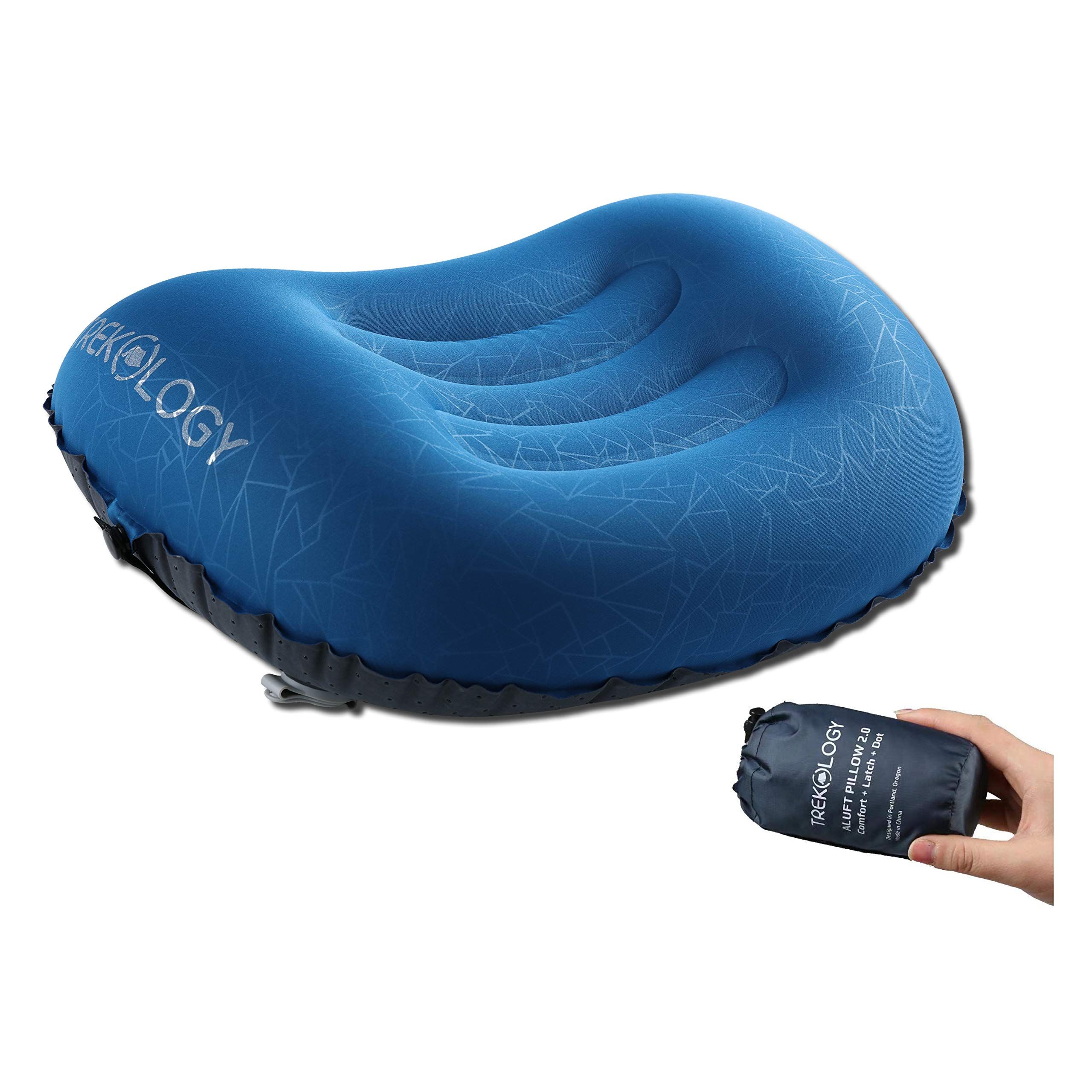 The Trekology ALUFT 2.0 Ultralight Inflating Travel/Camping Pillow is an inflatable pillow that comes with an ergonomic design. Weighing in at 3.9 ounces, the Trekology Ultralight Inflating Travel/Camping Pillow is ideal for backpacking, camping, and hiking. It's both ultralight and compact.