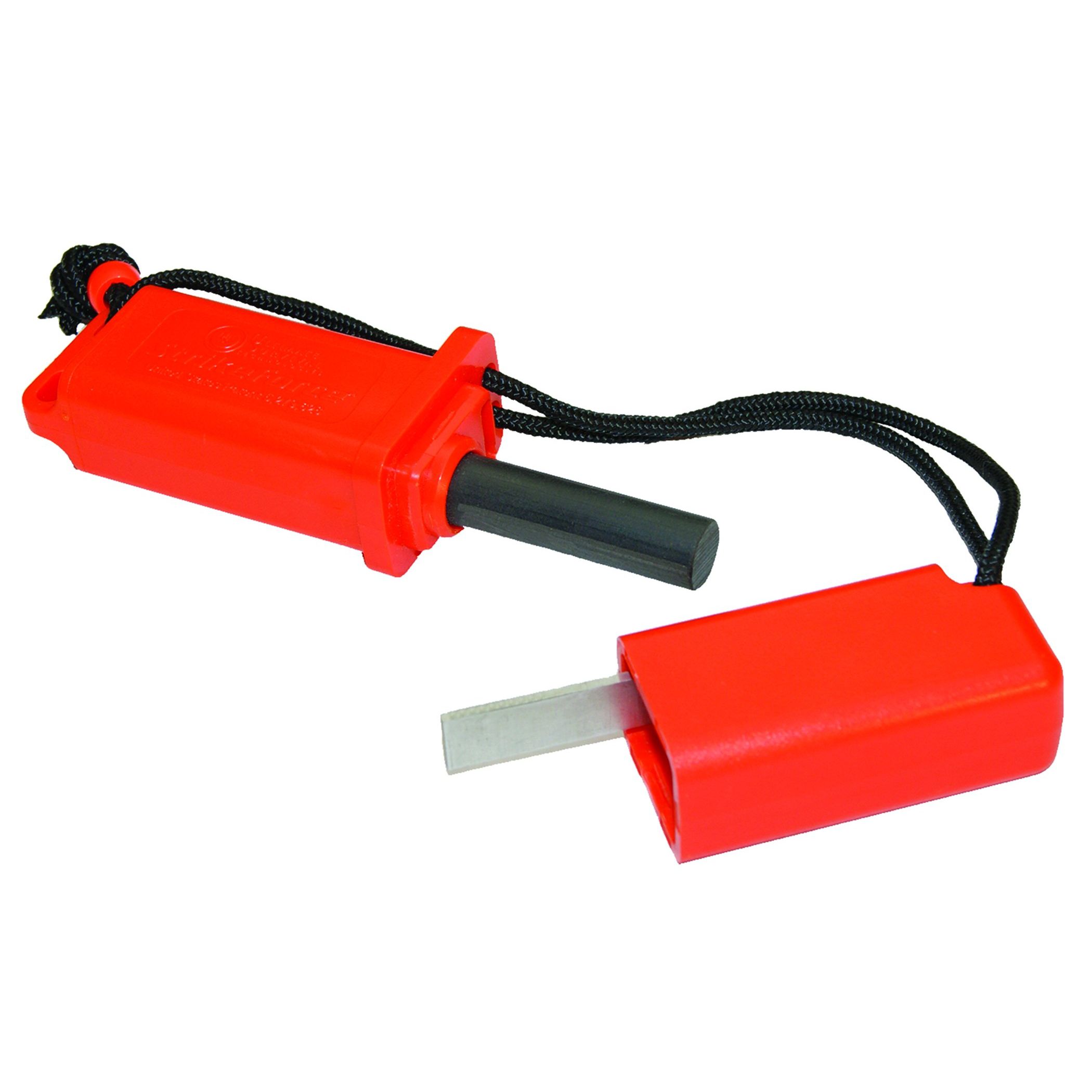 The StrikeForce Fire Starter with Tinder from Ultimate Survival Technologies is a conveniently compact tool to carry in your backpack on hiking trips. Even in damp conditions, the flint-based fire starter can create sparks, and the kit contains two pieces of Light-Me Tinder in its storage compartment. This high-performance fire starter generates th