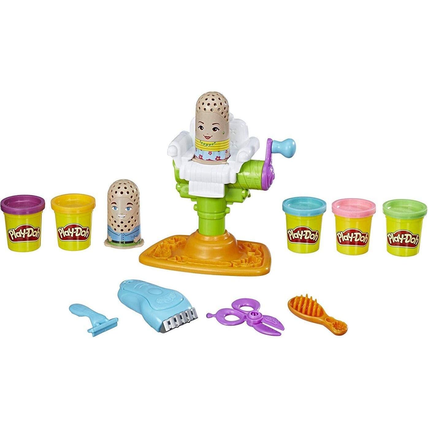 ELECTRIC BUZZER MAKES REAL "BUZZ" SOUNDS – Hear the sound whenever the buzzer touches Play-Doh compound! Kids are going to love growing hair and shaving it all off again. Buzzer requires 2 AAA batteries (not included).