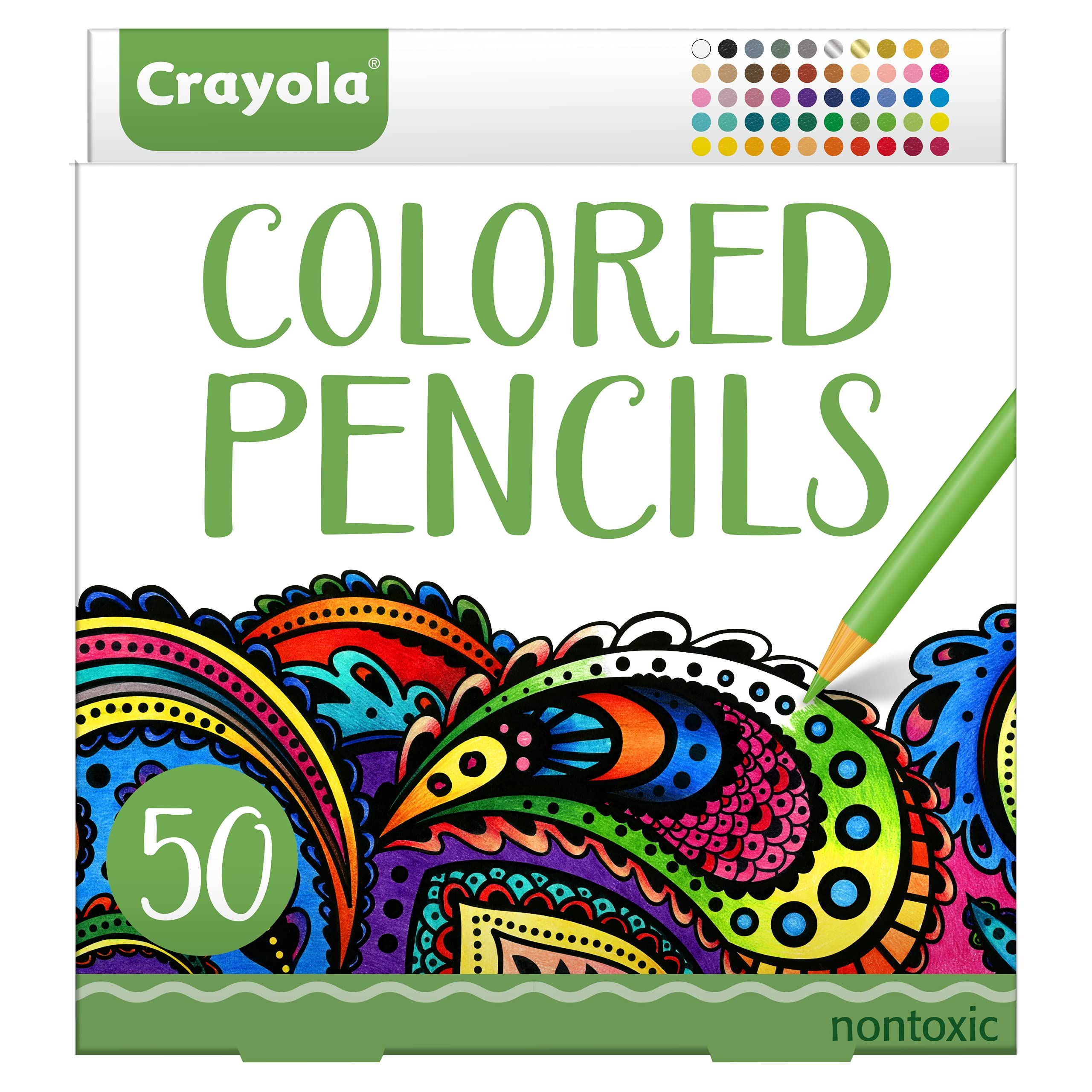 Discover the soothing nature of coloring with Crayola Colored Pencils This unique colored pencil set features 50 vibrant, long-lasting pencils with a soothing, smooth lay down.