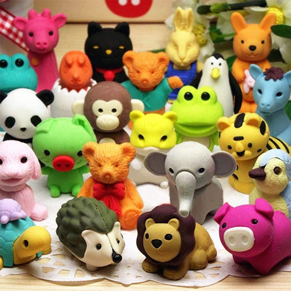 FUN PARTY FAVORS for KIDS: Work great as both animal erasers and Christmas party supplies, birthday party favor gifts, goody bag favors, fun game prizes, Pinata filler, classroom rewards, Easter egg filler.