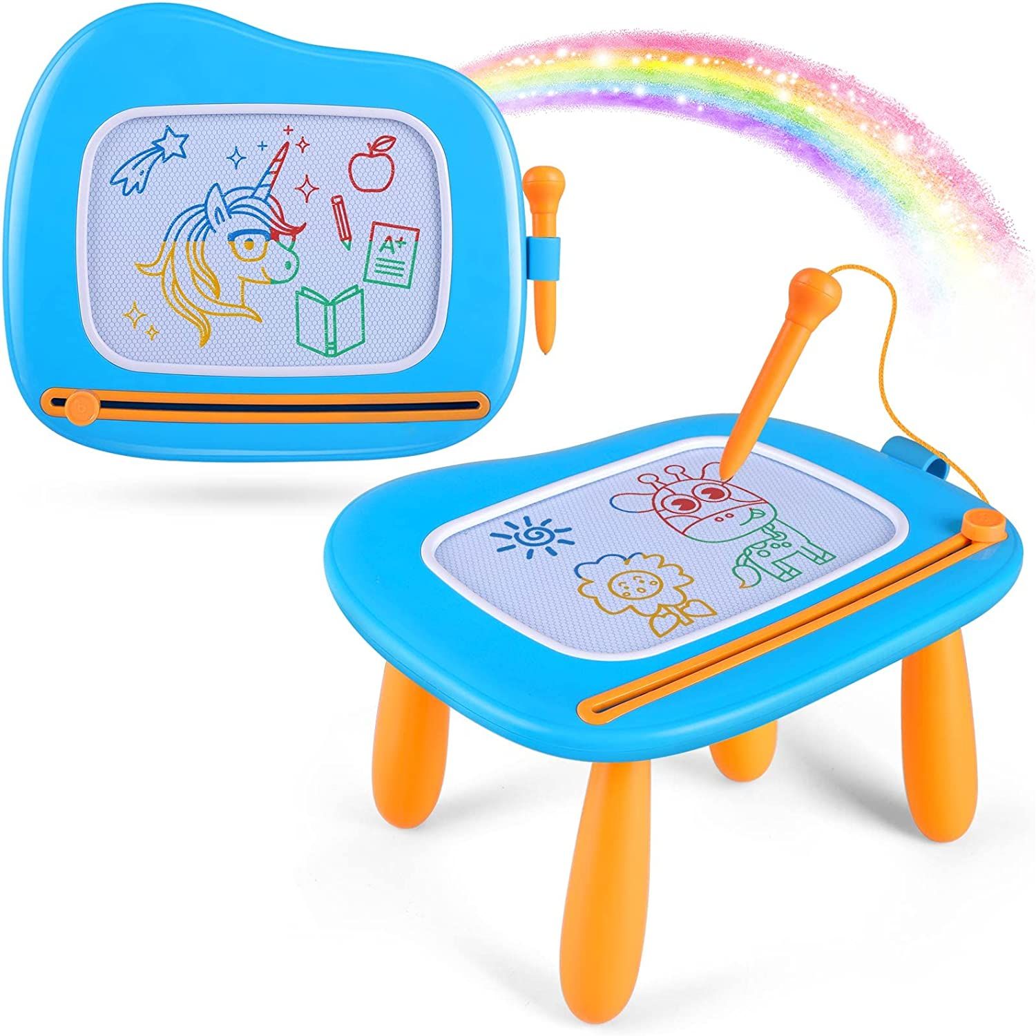 🎁Larger Drawing Zones: Magnetic drawing board for toddlers 1-3 displays 4 colors (Red, Yellow, Blue, Green) that make child’s drawing more vivid. With 9.8" screen doodle pad can be used repeatedly. One year old boys can easily pull the slide back and forth, then it will be clean again.