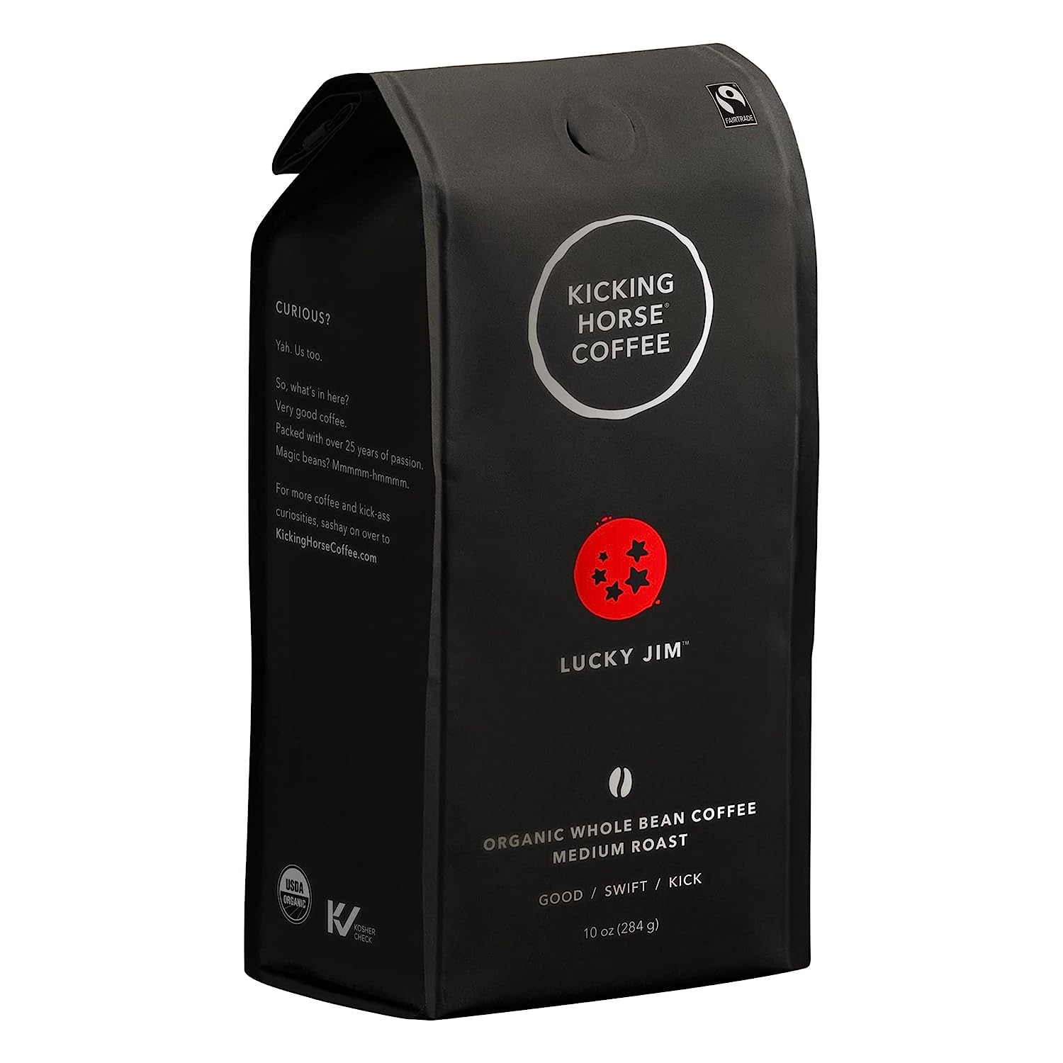 Discover the transformative powers of our medium roast, ground coffee. This exceptional blend will leave you craving that perfect kick to start your day. Legend has it that Jim, after a swift encounter with a horse-hoof to the head, discovered the wake-up call he needed in this energizing brew.