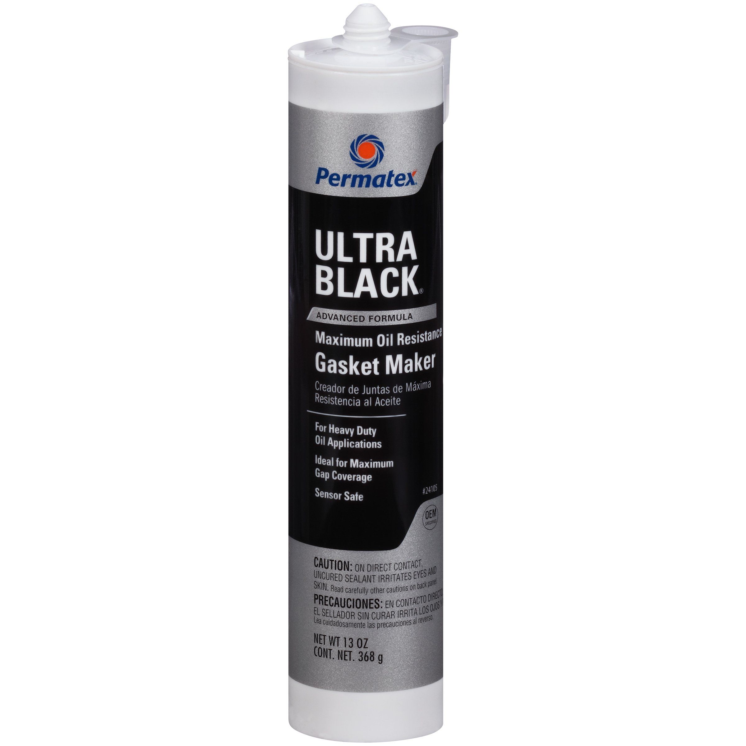 Permatex Ultra Black Maximum Oil Resistance RTV Silicone Gasket Maker is a fast-curing, sensor safe, low odor, non-corrosive formula that retains high flexibility, and oil resistance properties through use of a patented adhesion system. This gasket maker meets performance specs of OE silicone gaskets and is OEM specified.