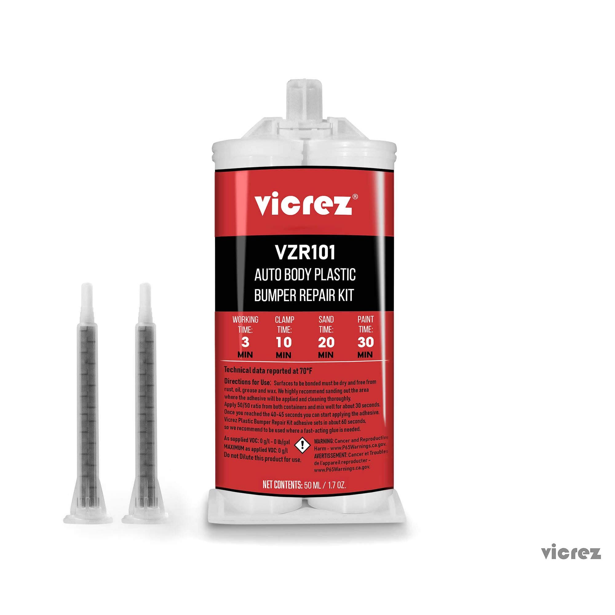 Vicrez vzr101 auto body adhesive plastic bumper repair offers a professional solution for repair auto body collision damages. Vicrez vzr101 auto body plastic repair adhesive is a budget friendly solution that helps all skills levels, including professionals and DIY enthusiasts.