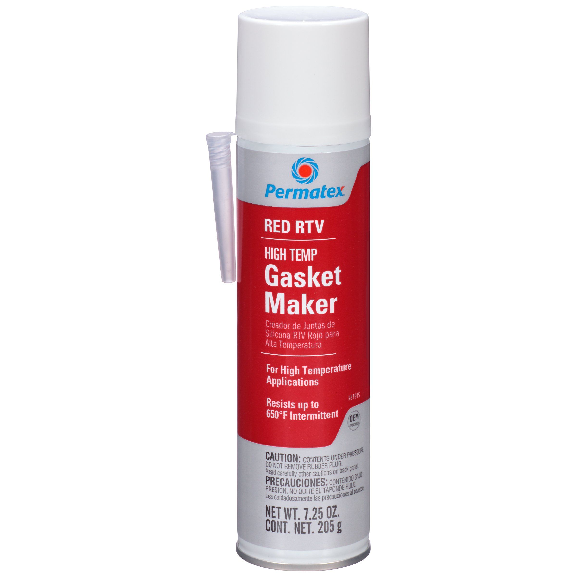 Permatex High-Temp Red RTV Silicone Gasket Maker is formulated for high temperature applications or heavy-duty use such as towing. It replaces almost any cut gasket by making reliable 'formed-in-place' gaskets that resist cracking, shrinking and migrating caused by thermal cycling. Coats pre-cut gaskets to increase reliability.